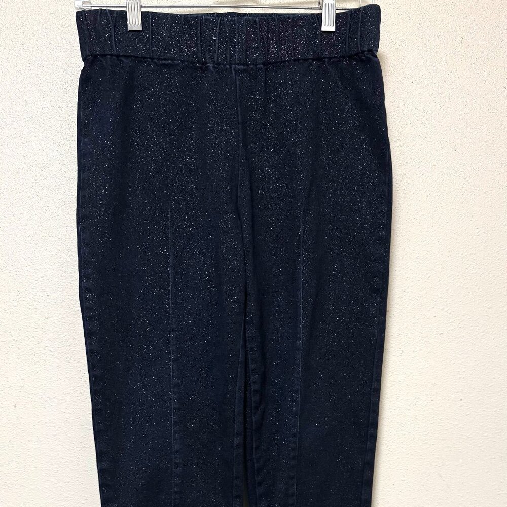 Soft Surroundings sparkle navy blue casual pull on pants, size S